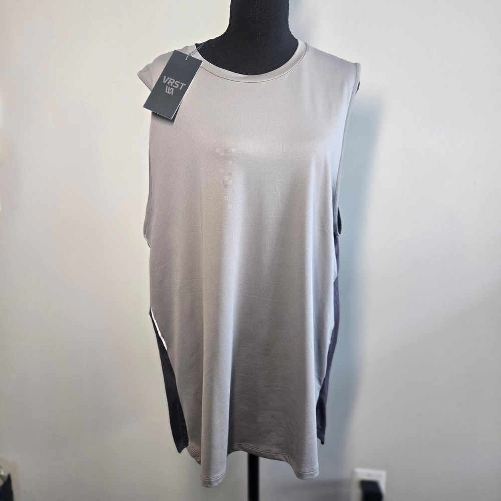 VRST Sleeveless Training Top Mens L Gray New Colorblock Performance Tank